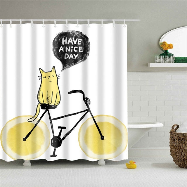 Cat Shower Curtain - Cat on a  bike