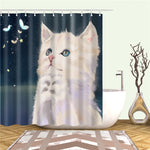 White Kitty Cat Shower Curtain