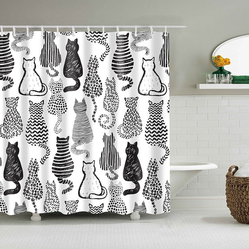 Black Back Cats Shower Curtain