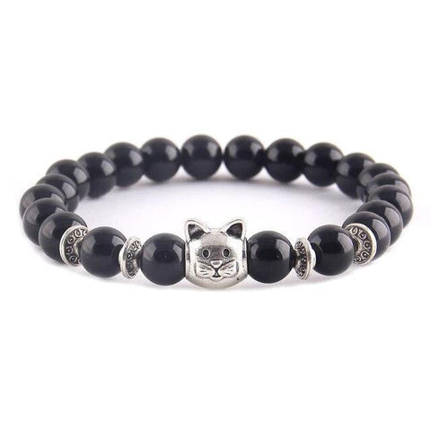 Cat Bead Bracelet - Black | The Cat Paradise