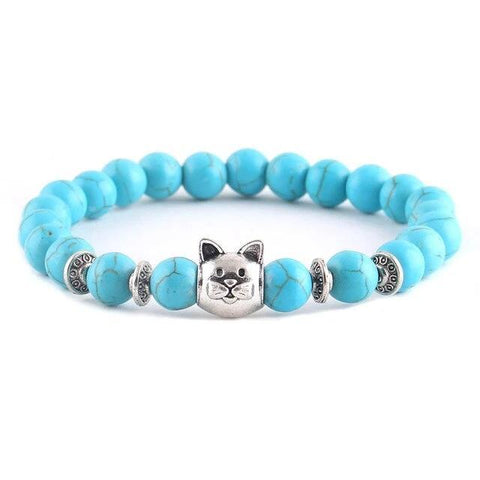 Cat Bead Bracelet - Turquoise | The Cat Paradise