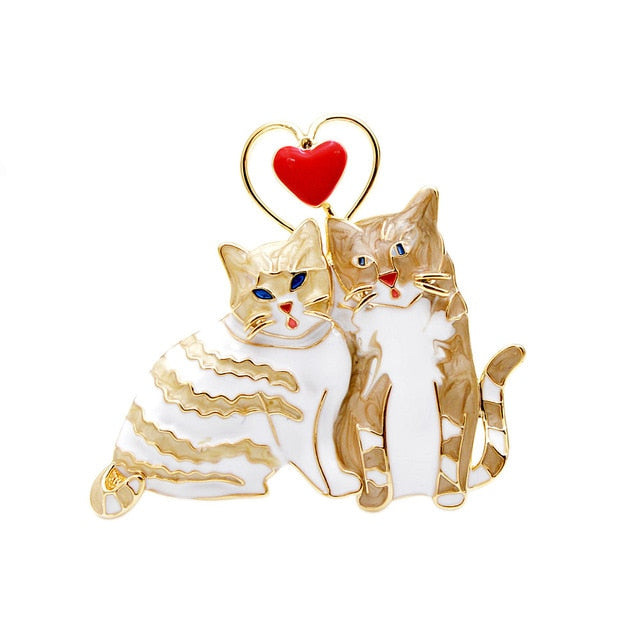 Cat Brooch <br> Couple of cats in love