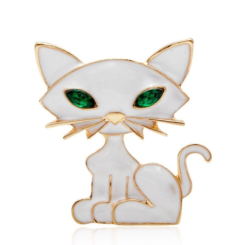 Cat Brooch - White Cat - The Cat Paradise