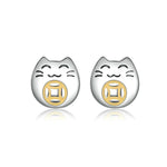 Silver Cat Earrings <br/> Lucky cat - The Cat Paradise