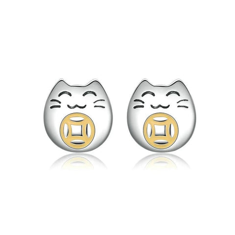 Silver Cat Earrings <br/> Lucky cat - The Cat Paradise