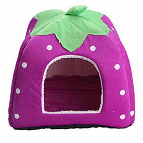 Cat Bed Cave <br/> Purple Strawberry - The Cat Paradise