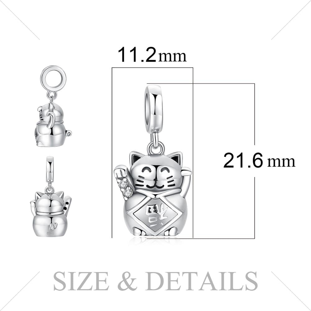 Silver Cat Charm <br/> Lucky cat - The Cat Paradise