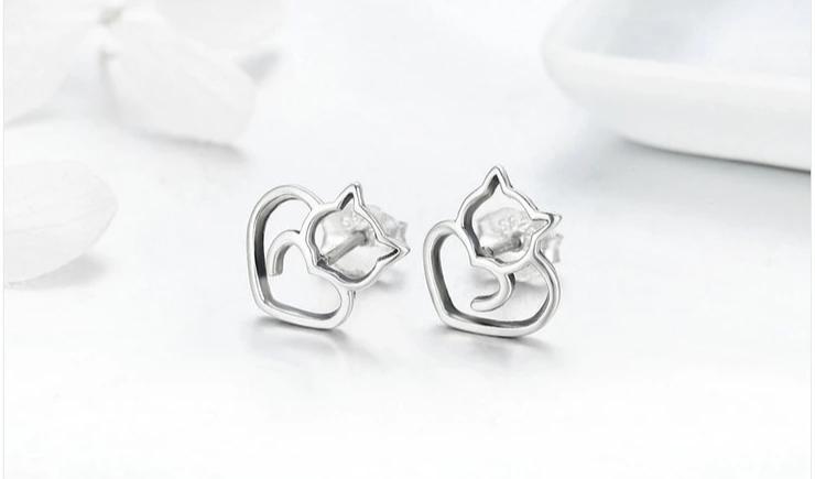 Silver Cat Earrings <br/> Lovely Cat - The Cat Paradise