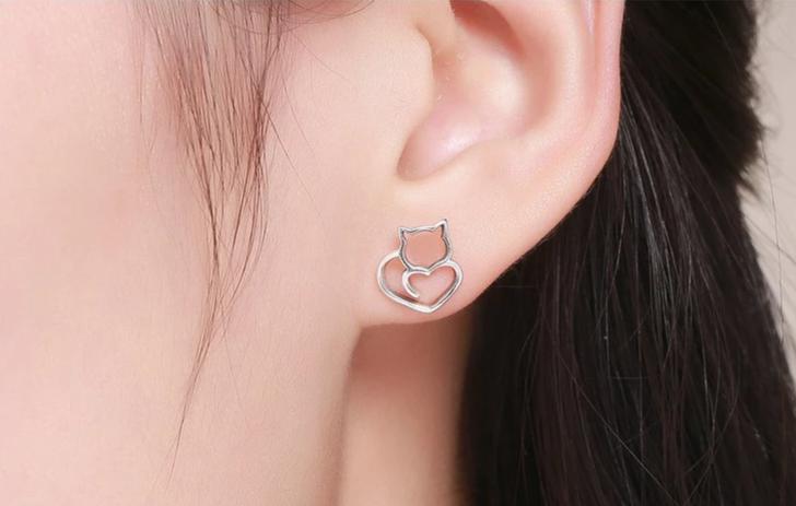 Silver Cat Earrings <br/> Lovely Cat - The Cat Paradise