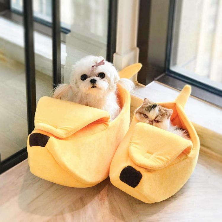 pet grow banana cat bed - banana pet bed - Yellow - The Cat Paradise