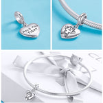 Silver Cat Charm <br/> Hug Cat in Heart - The Cat Paradise