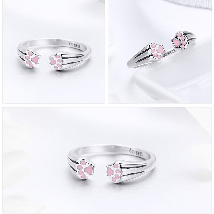 Silver cat ring <br/> Cat Footprints - The Cat Paradise