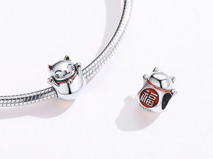 Silver Cat Charm <br> Happy Cat - The Cat Paradise