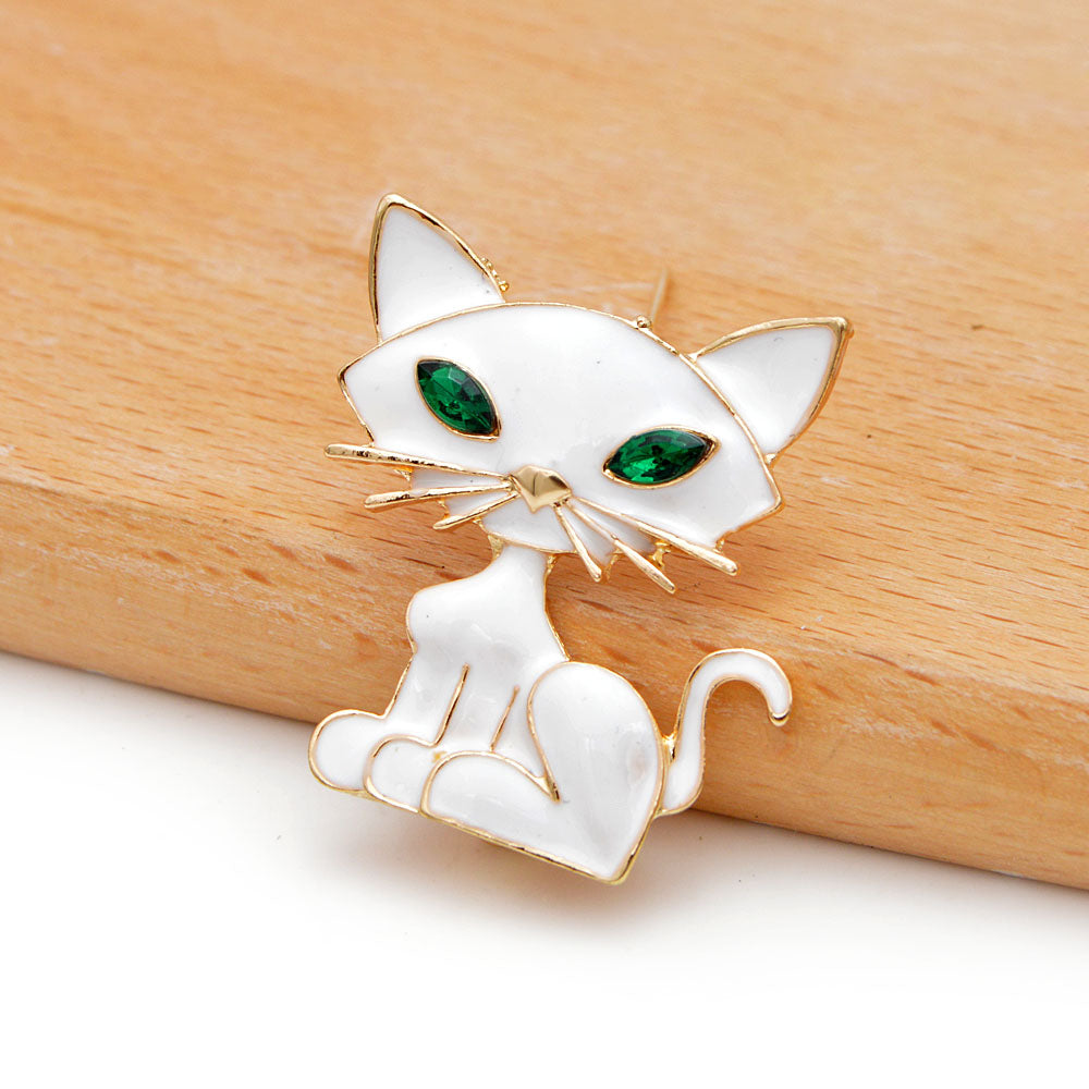 Cat Brooch <br> White Cat