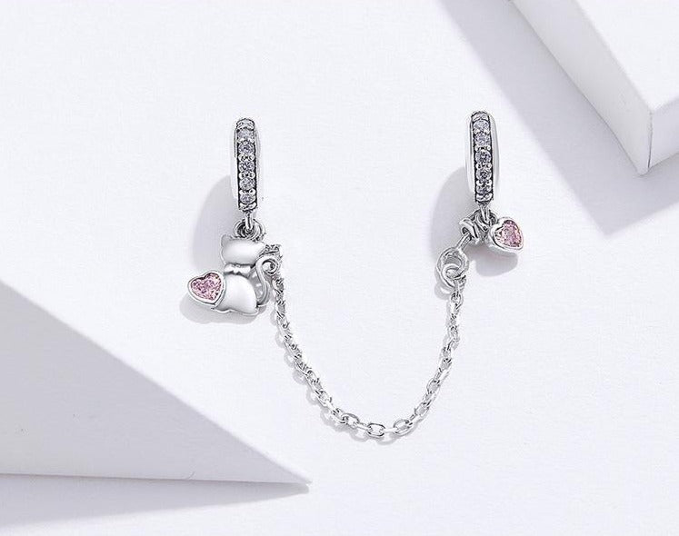 Silver Cat Charm <br> Cat Safety Chain - The Cat Paradise