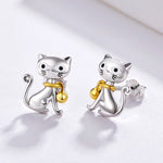 Silver Cat Earrings <br/> Kitty with bell - The Cat Paradise