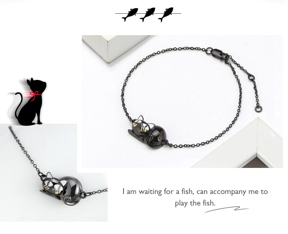 Silver Cat Bracelet <br> Black Cat - The Cat Paradise