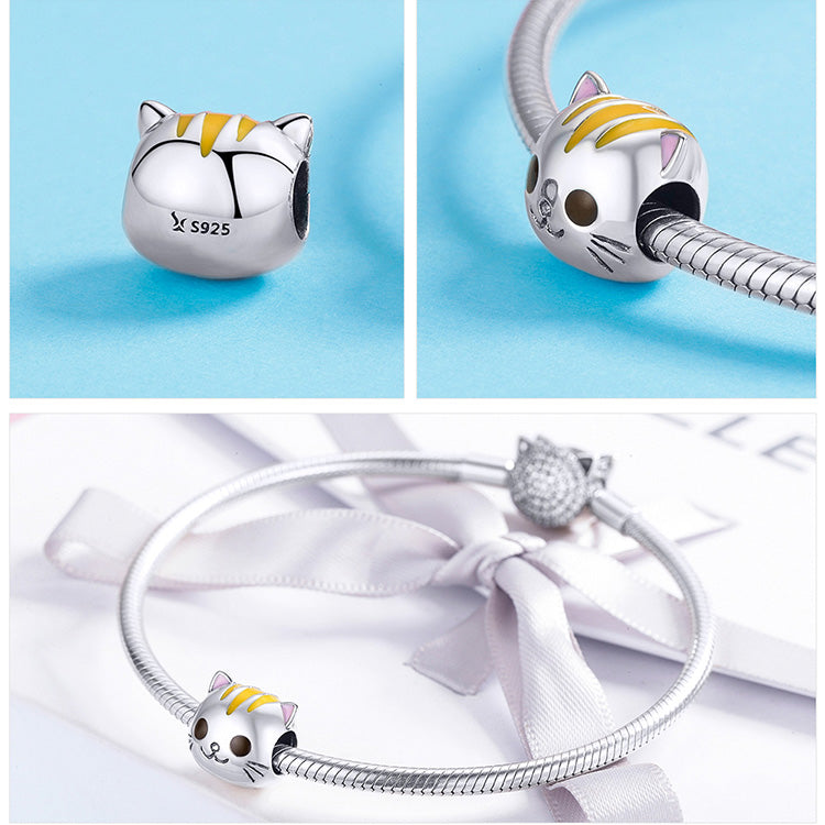 Silver Cat Charm <br/> Baby Kitty Cat - The Cat Paradise