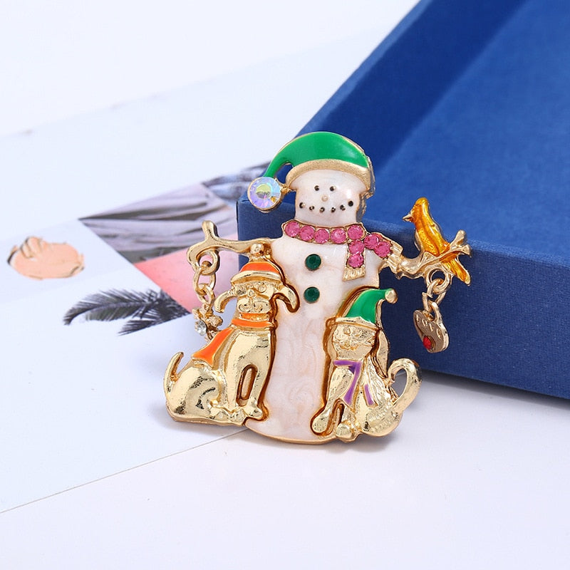 Cat Brooch - Christmas snowman - The Cat Paradise