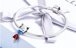 Silver Cat Charm <br> Tied Cat with Bell - The Cat Paradise