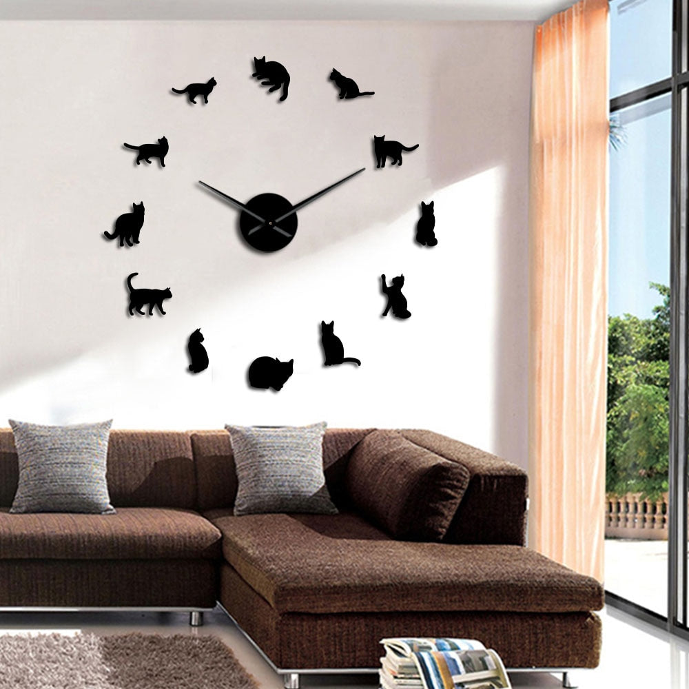 Cat Clock <br>  Silhouette Cats - The Cat Paradise