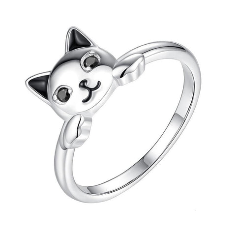 Silver Cat Ring <br> Cute Cat - The Cat Paradise