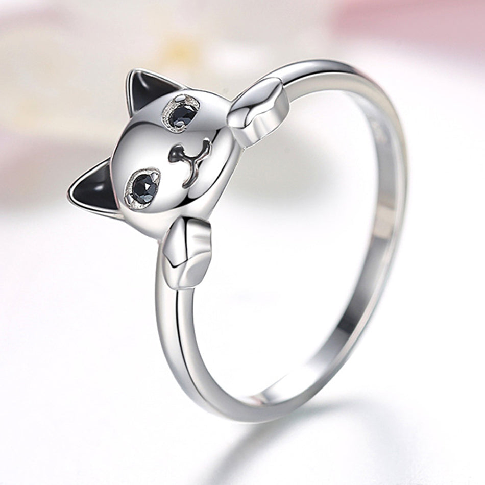 Silver Cat Ring <br> Cute Cat - The Cat Paradise