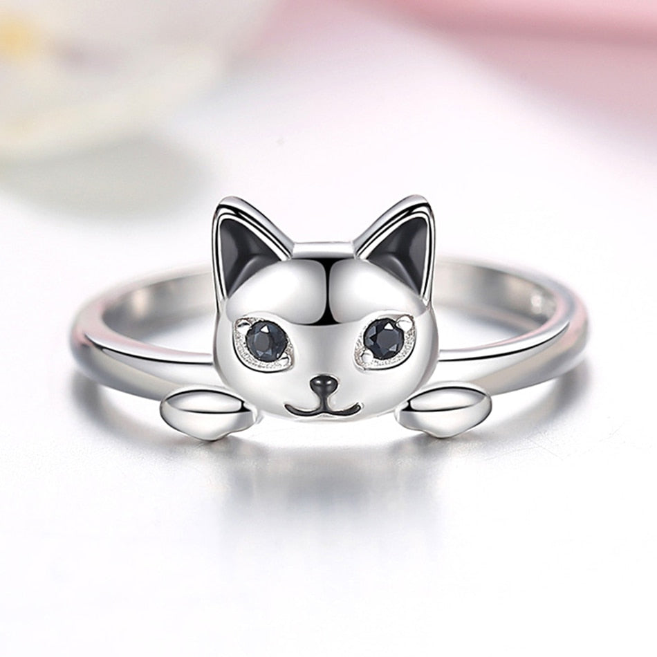 Silver Cat Ring <br> Cute Cat - The Cat Paradise