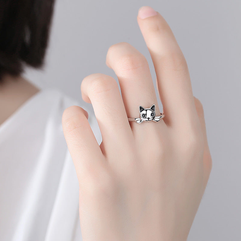 Silver Cat Ring <br> Cute Cat - The Cat Paradise