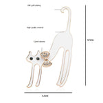 Cat Brooch <br> White Black Stretching Cat - The Cat Paradise