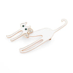 Cat Brooch <br> White Black Stretching Cat - The Cat Paradise