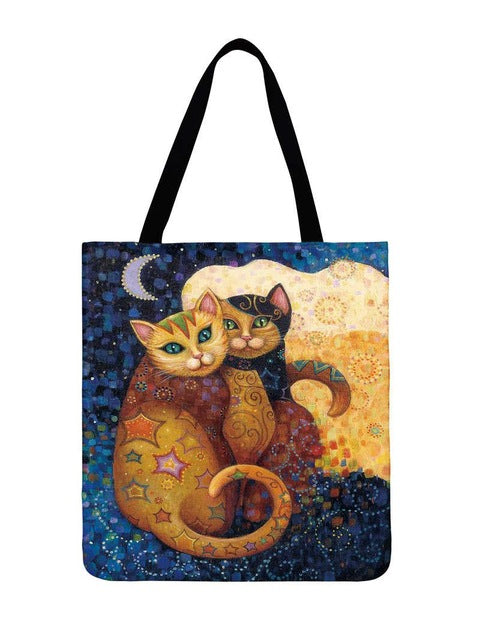 Cat Tote Bag <br> 2 cats and the moon - The Cat Paradise