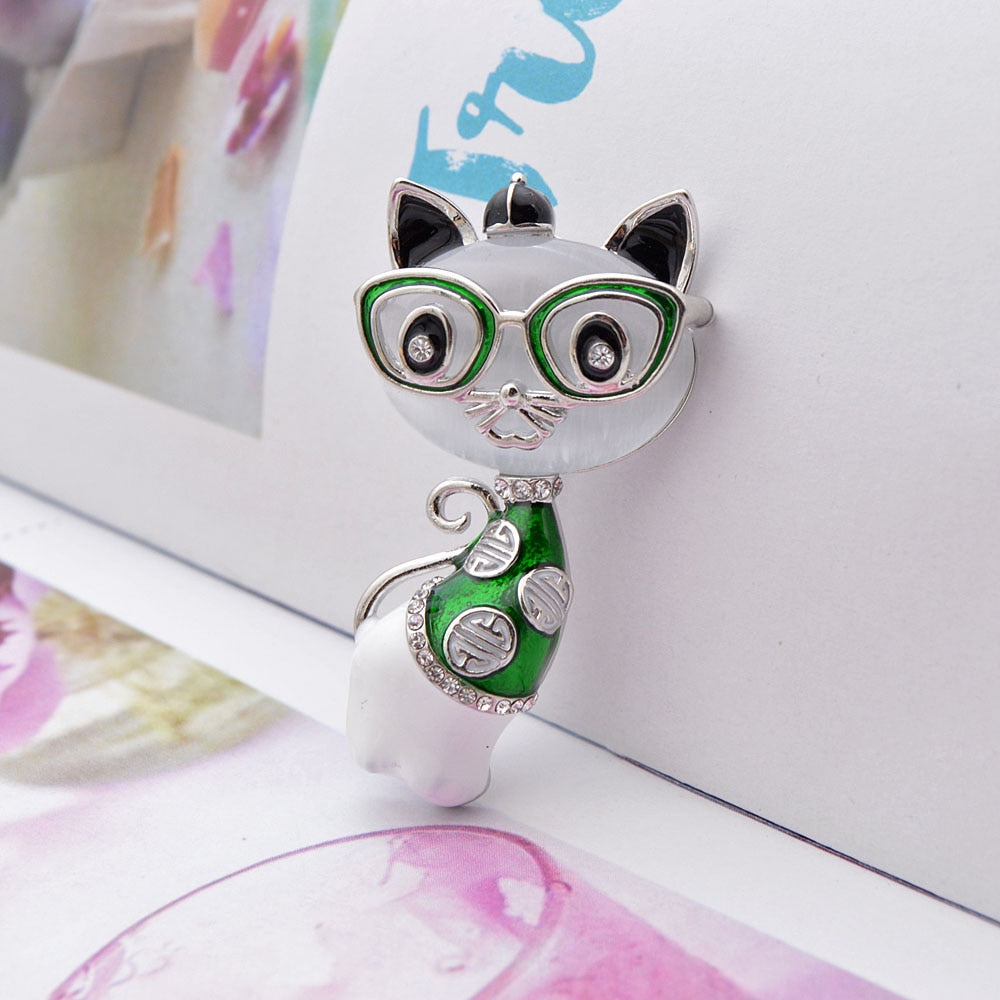 Cat Brooch <br> Opal Nerd Cat