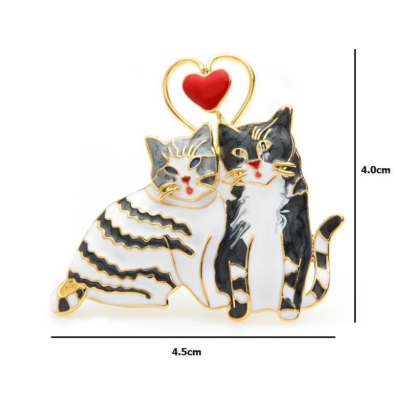 Cat Brooch - Cats in love - Dimension