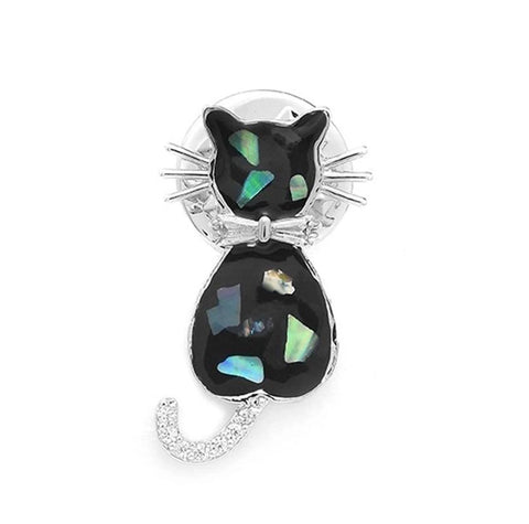 Cat Brooch <br> Green Crystal Cat - The Cat Paradise