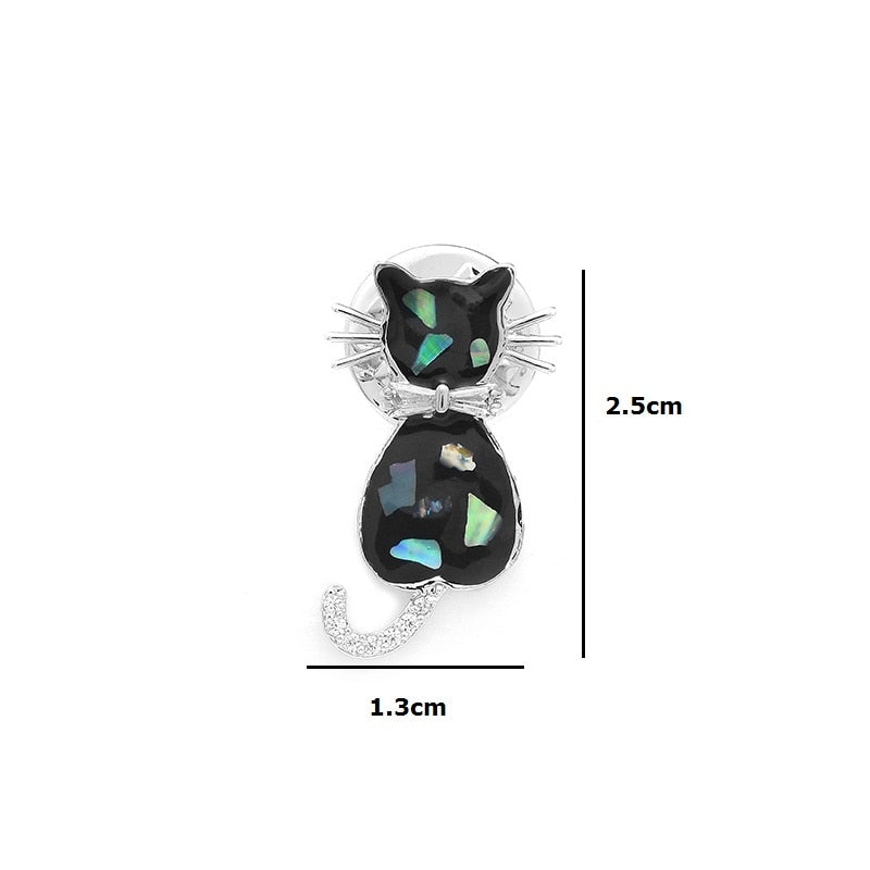 Cat Brooch <br> Green Crystal Cat - The Cat Paradise