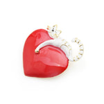 Cat Brooch - Cat on a heart - white cat