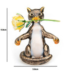 Cat Brooch - Cat with Rose Flower - Dimension