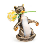 Cat Brooch <br> Cat with Rose Flower