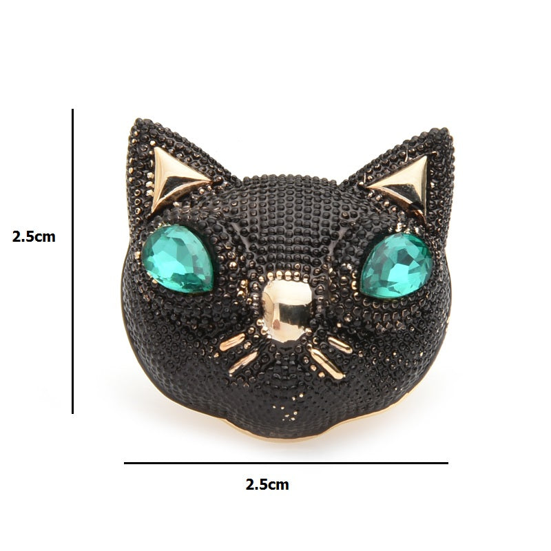 Cat Brooch - Black Cat Head - dimension