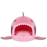 pink shark cat bed