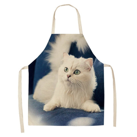 Cat Apron <br> White cat watching - The Cat Paradise