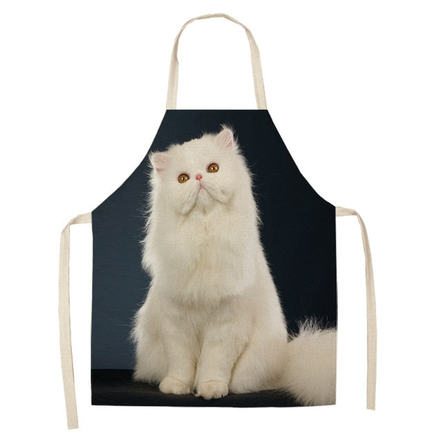 Cat Apron <br> White cat sitting - The Cat Paradise