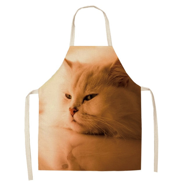 Cat Apron <br> White cat resting - The Cat Paradise