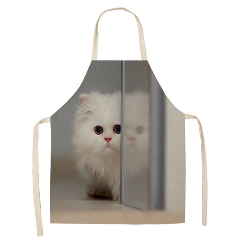 Cat Apron <br> Curious white cat - The Cat Paradise