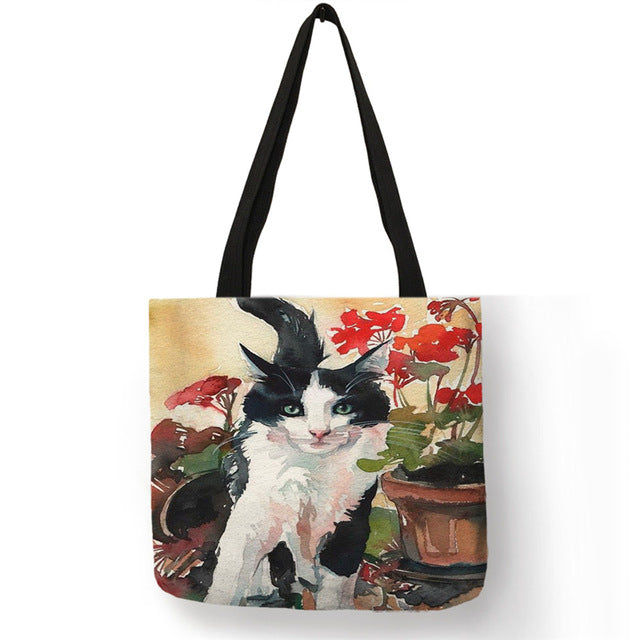 Cat Tote Bag - Cat in garden - The Cat Paradise