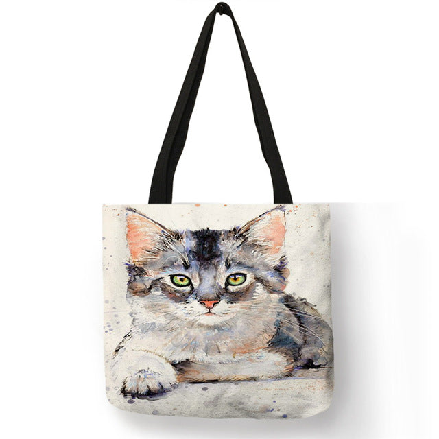 Cat Tote Bag - Grey and white kitten