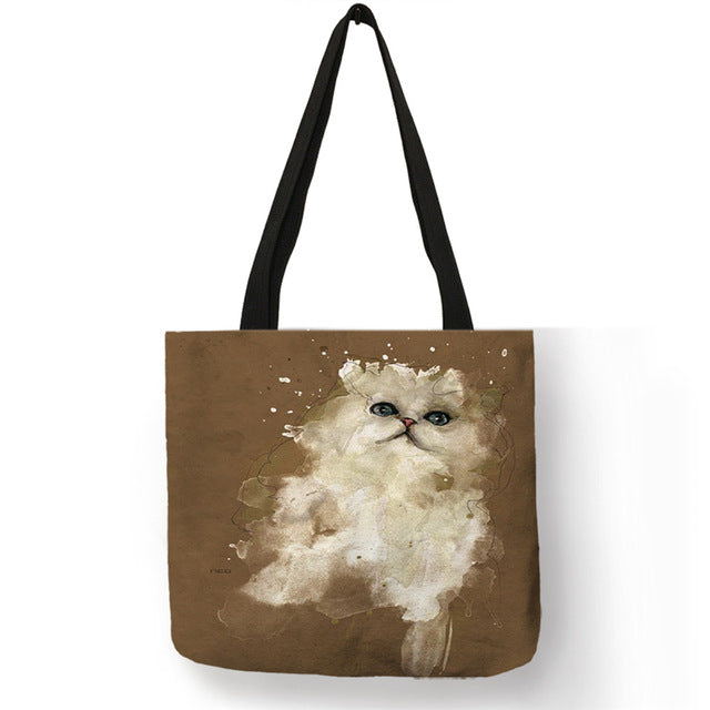 Cat Tote Bag - White painted cat - The Cat Paradise