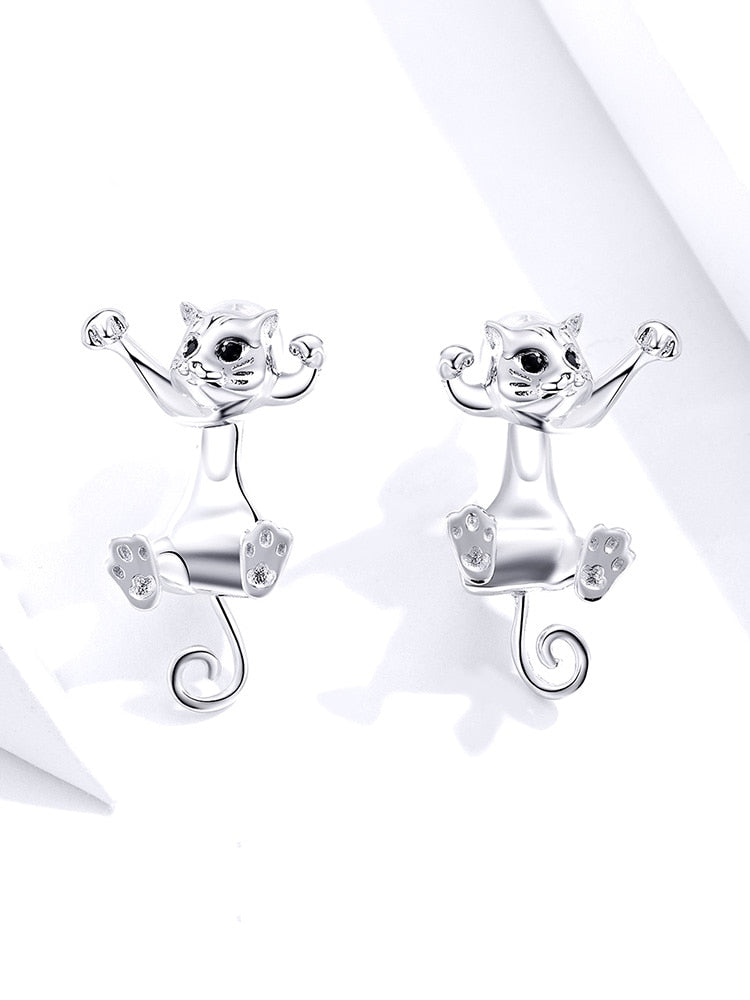 Silver Cat earring <br/> Cute Cat - The Cat Paradise