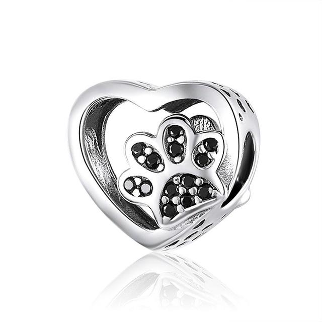 Silver Cat Charms <br> Cat Love Heart - The Cat Paradise